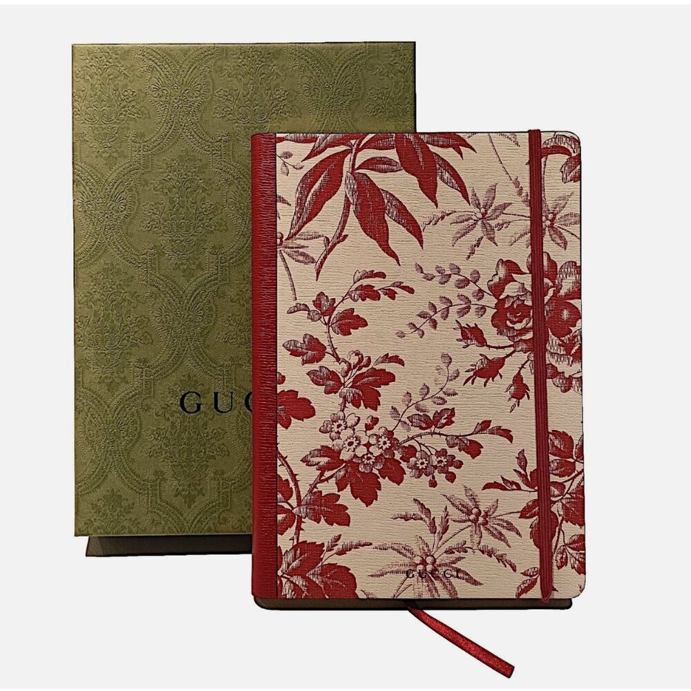 GUCCI Large Herbarium Floral Red Ivory Print Notebook Lined Paper Stationary